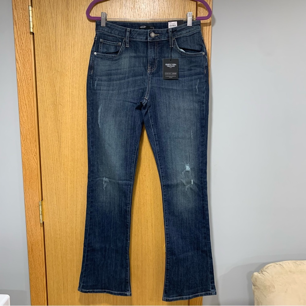 Simply Vera Slimming Stretch Bootcut Blue Jeans  - Size 10